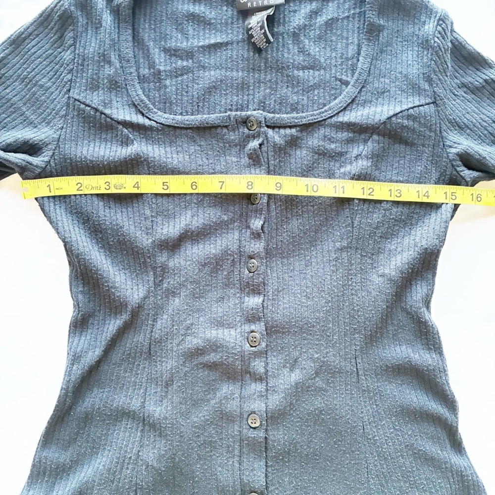 Wrangler Retro Dress Womens Medium Black Rib Knit Button Front Short Sleeve Mini - Picture 10 of 10